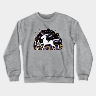 Unicorn and black cat - fantasy illustration Crewneck Sweatshirt